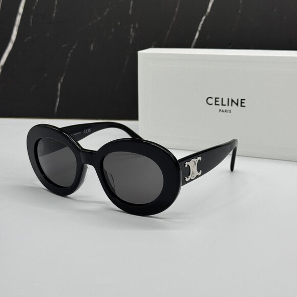 NEW CELINE CL40312U 01A BLACK ROUND WOMEN SUNGLASSES CELINE - Picture 1 of 10